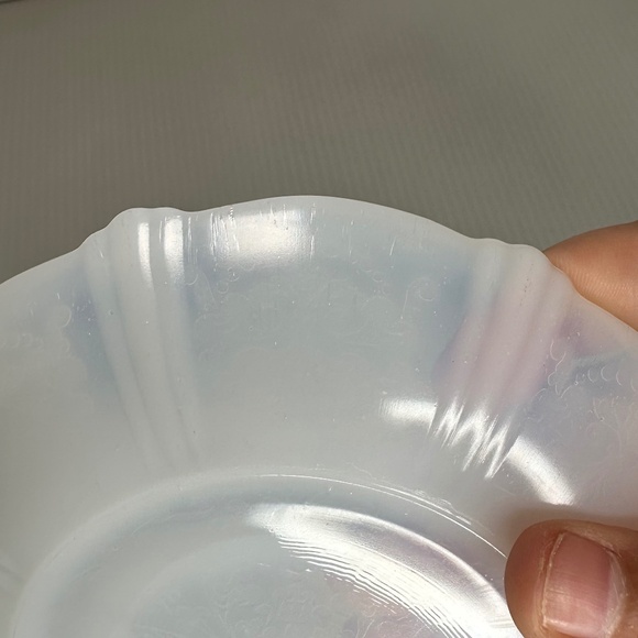 3 Elegant American Sweetheart Monax White Opalescent Glass 6" Tea Cup Saucers - Picture 11 of 16